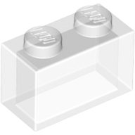 Lego kostka (kostička) 1x2 bez vnitřní trubičky, průhledná čirá (306510, 306540, 6244904)